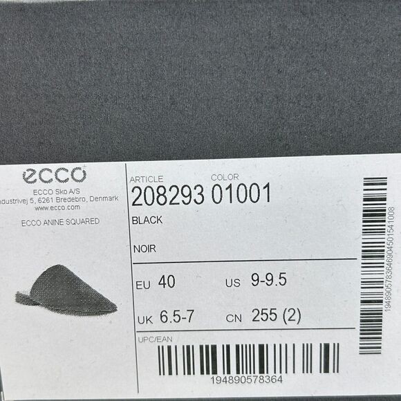 ECCO Anine Squared Buttery Soft Leather Flats Black 208293 Women's 40/9.5 NWB - Picture 10 of 10